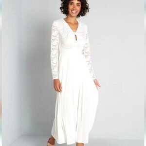 Modcloth x Little Mistress Lacing Down The Aisle Maxi Dress Size 10 New Bridal